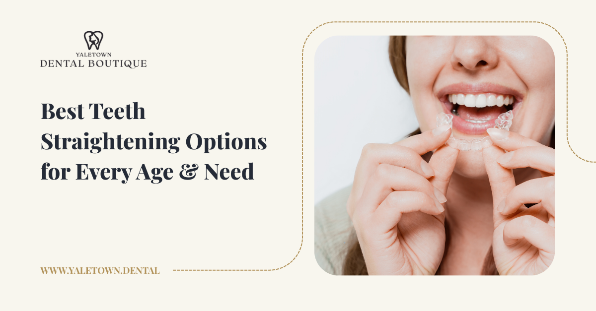 Adult patient holding clear aligners, representing modern teeth straightening options for every age and dental need